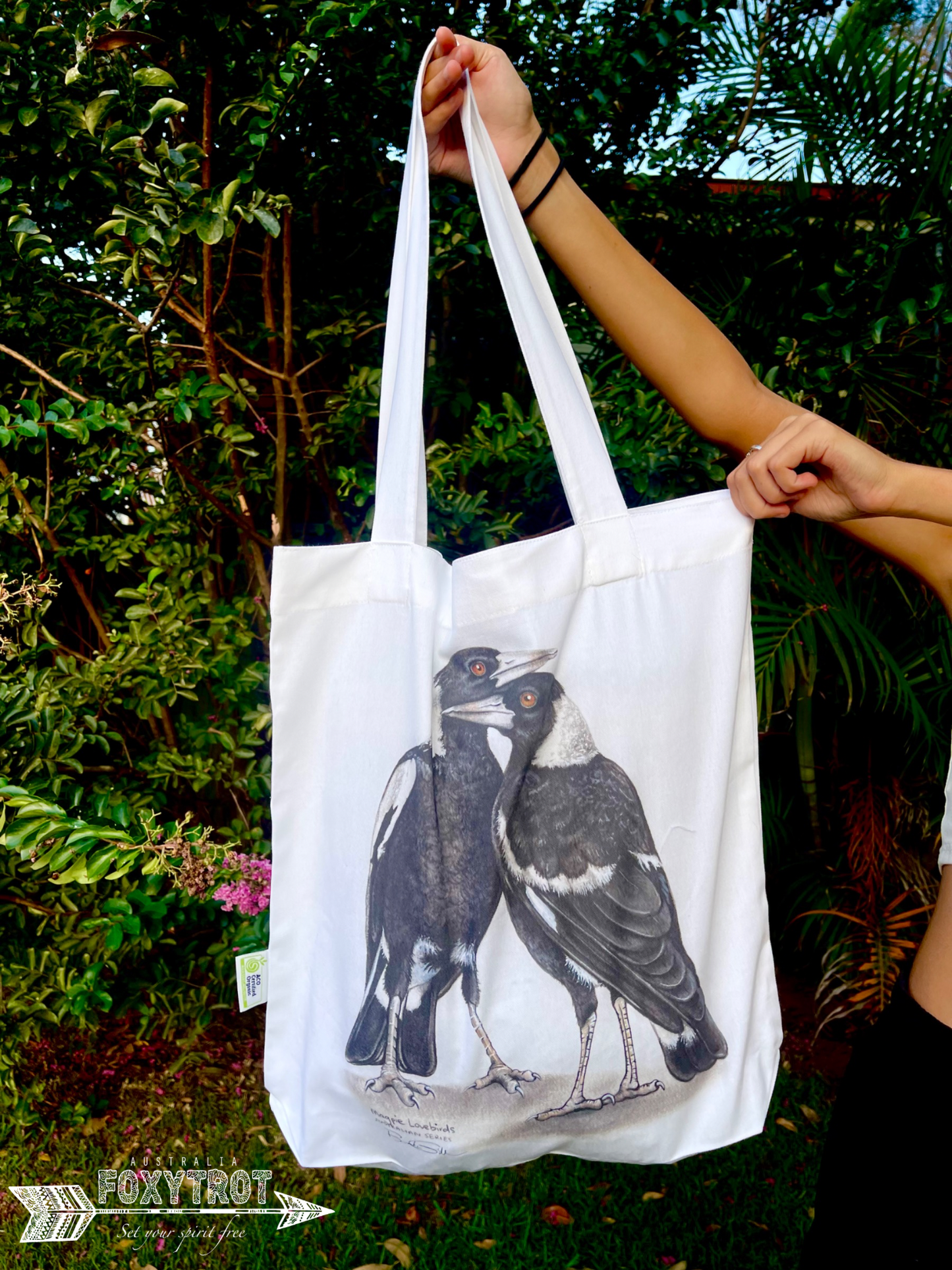 Magpie Love Birds Cotton Tote Bag