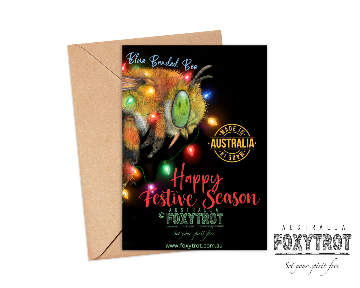 Christmas Blue Banded Bee Card