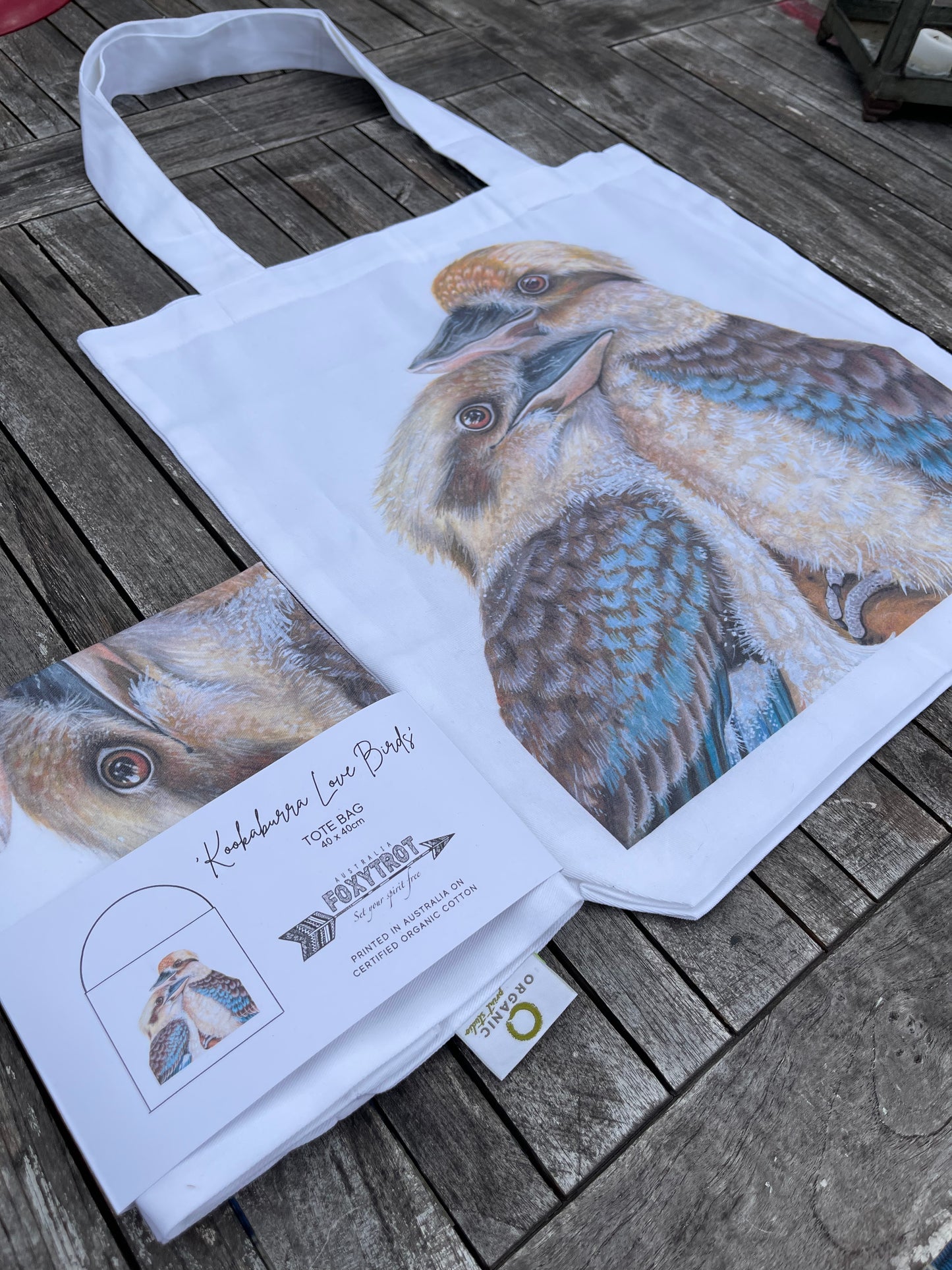 Kookaburra Love Birds Cotton Tote Bag