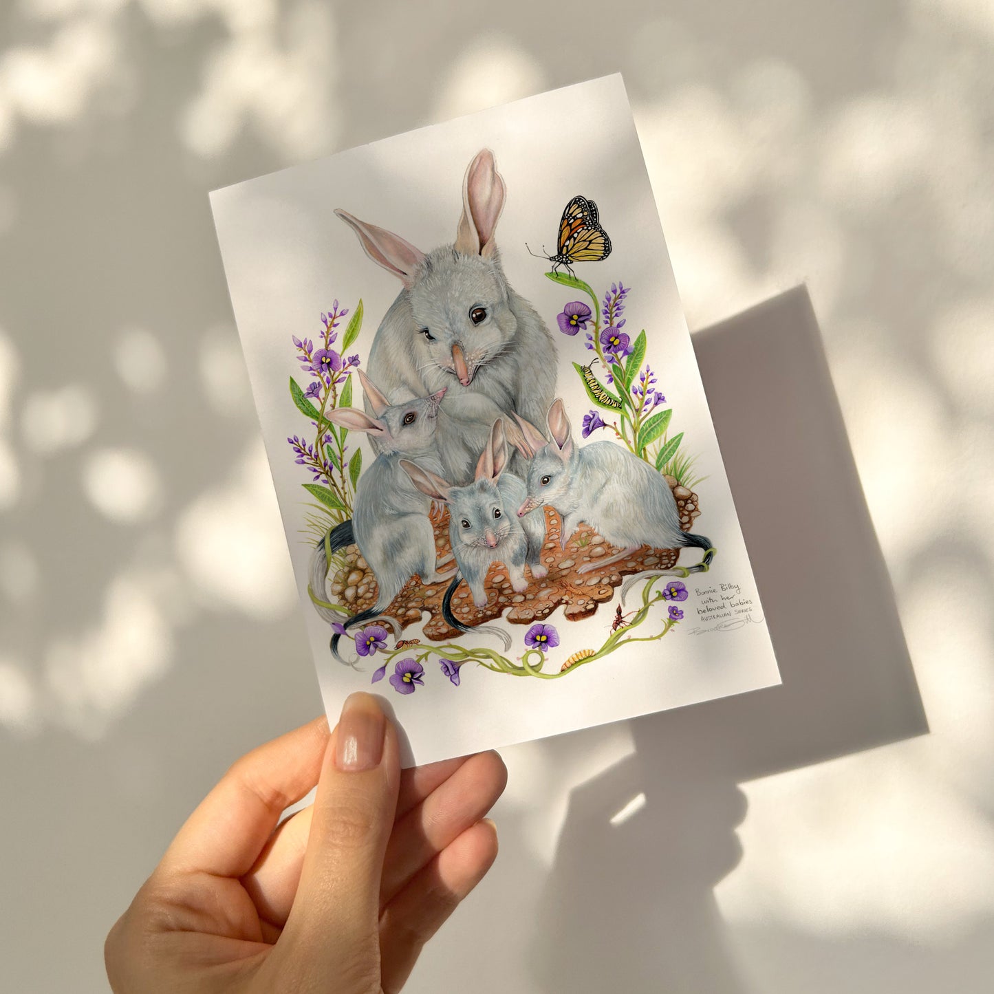 Bonnie Bilby with her beloved babies Card