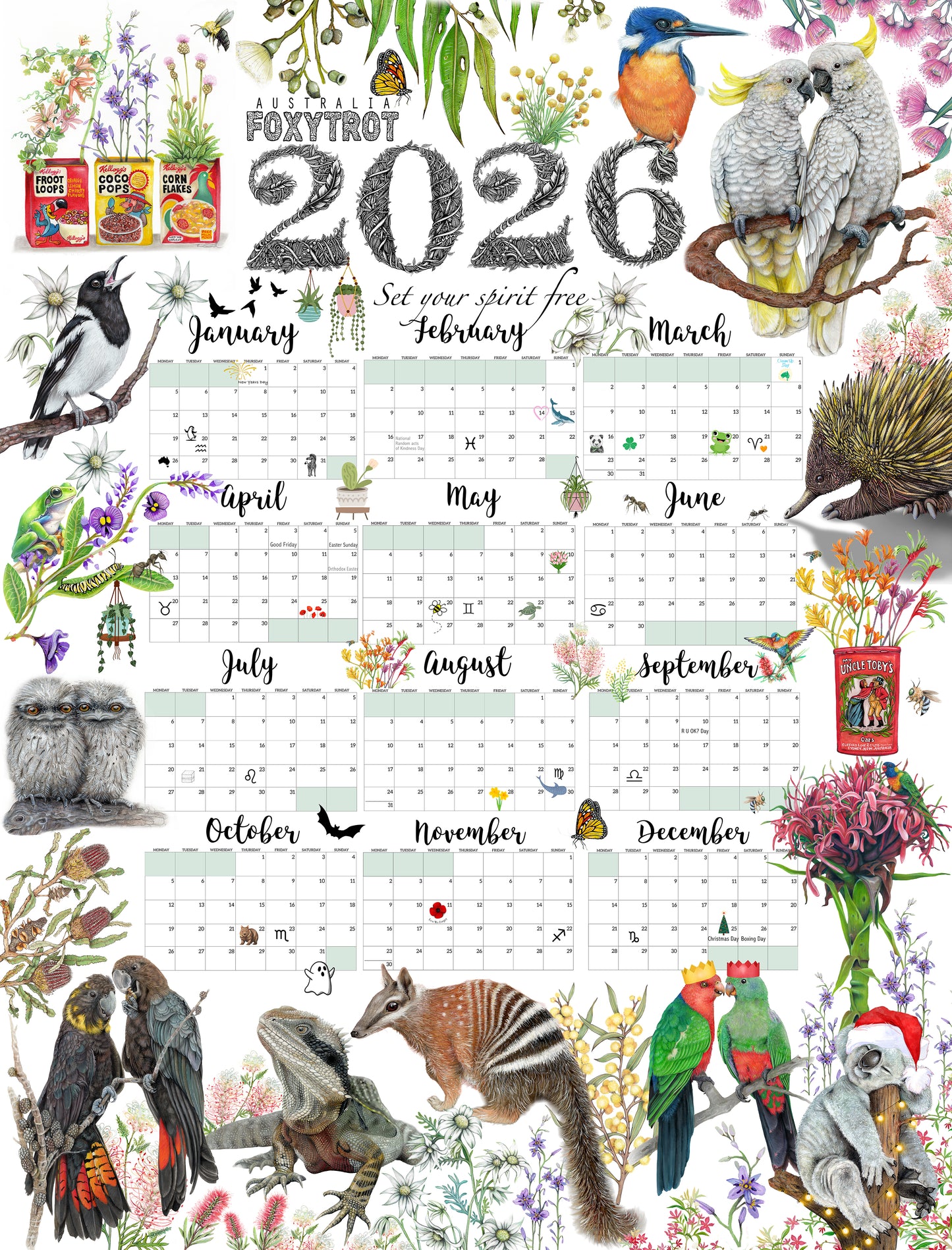 2026 Calendar Tea Towel