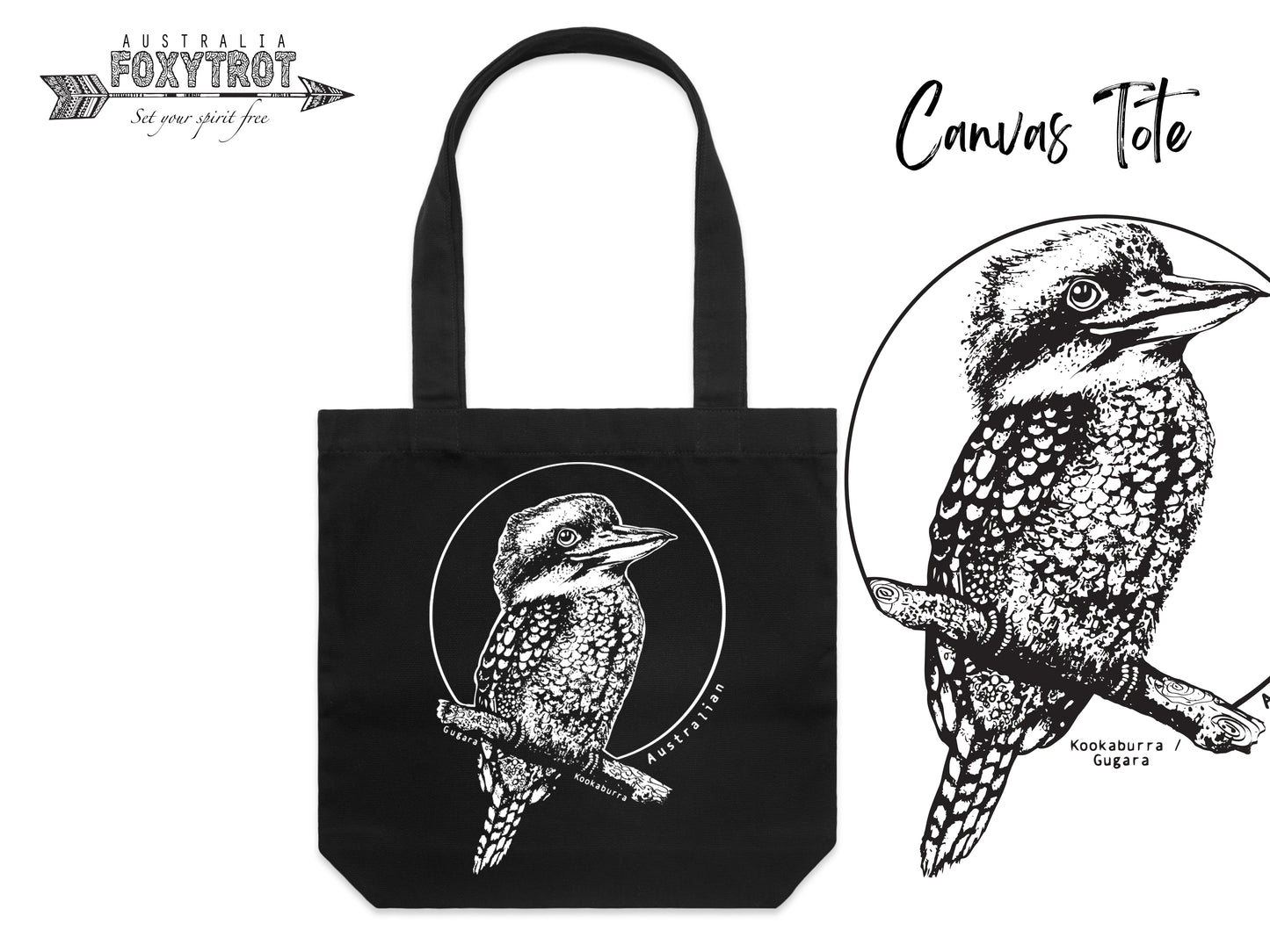 Kookaburra Canvas Tote Bag