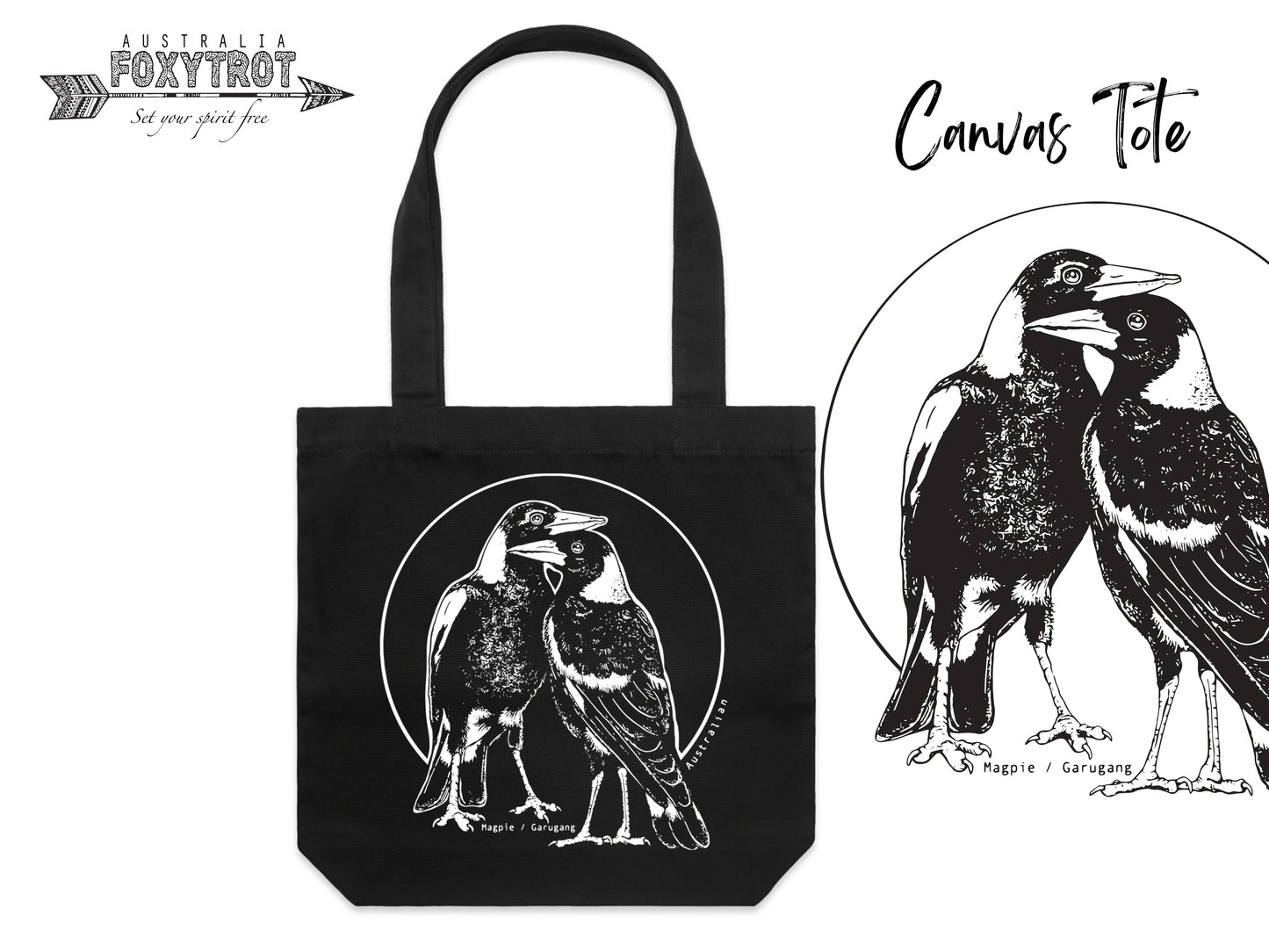 Magpie Canvas Tote Bag