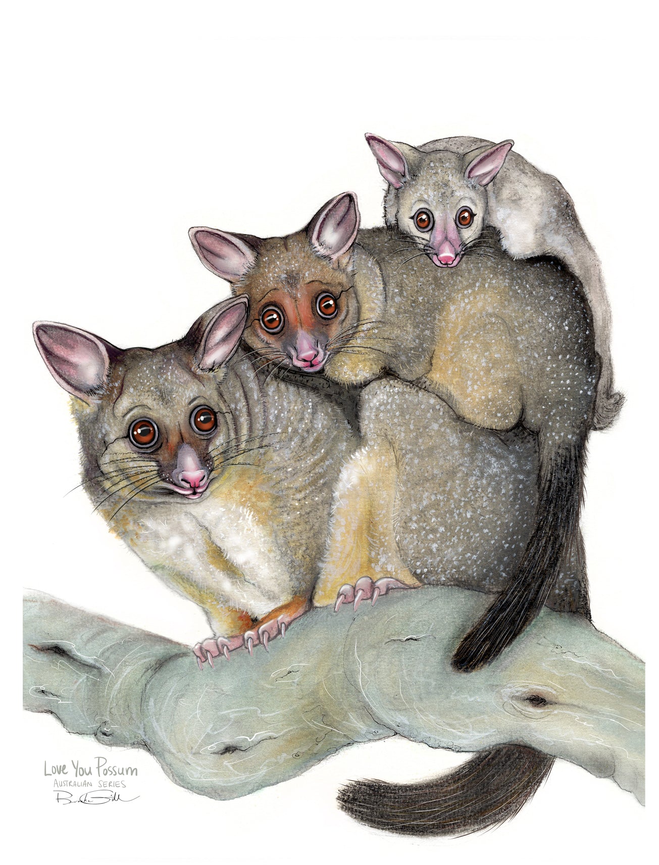 Love You Possum Tea Towel