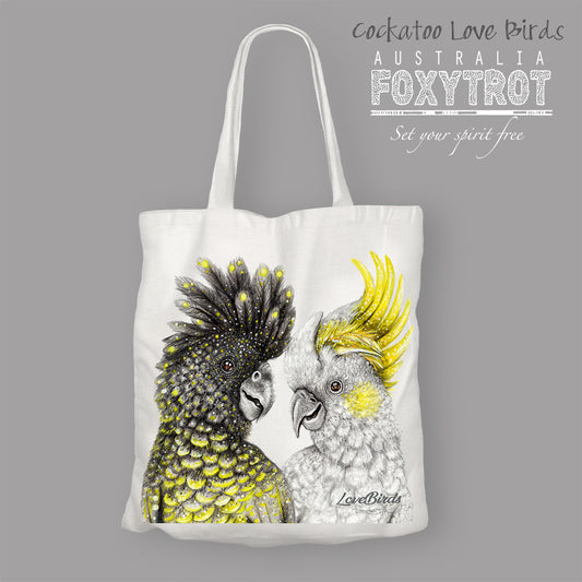 Cockatoo Love Birds Cotton Tote Bag