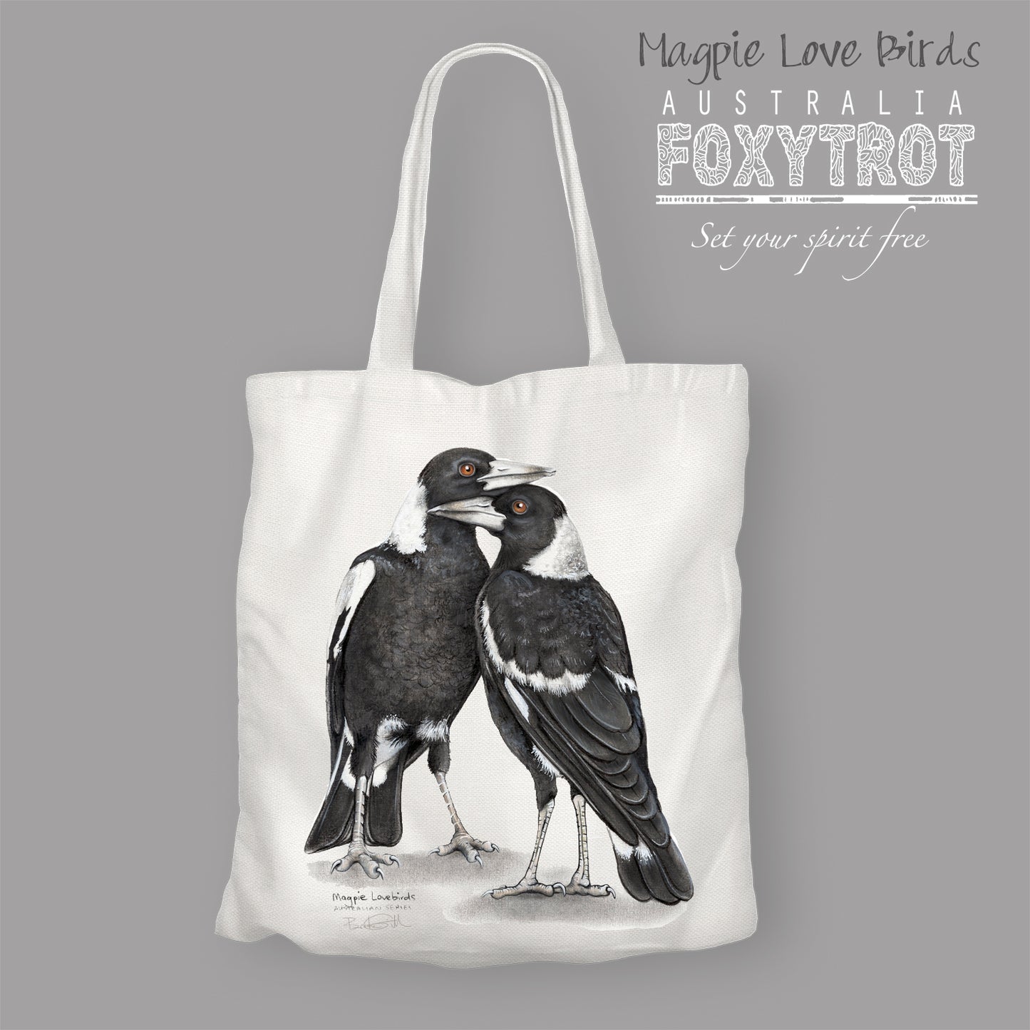 Magpie Love Birds Cotton Tote Bag