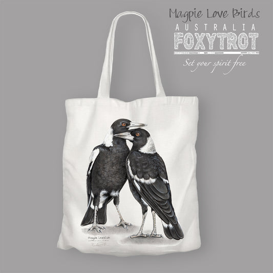 Magpie Love Birds Cotton Tote Bag