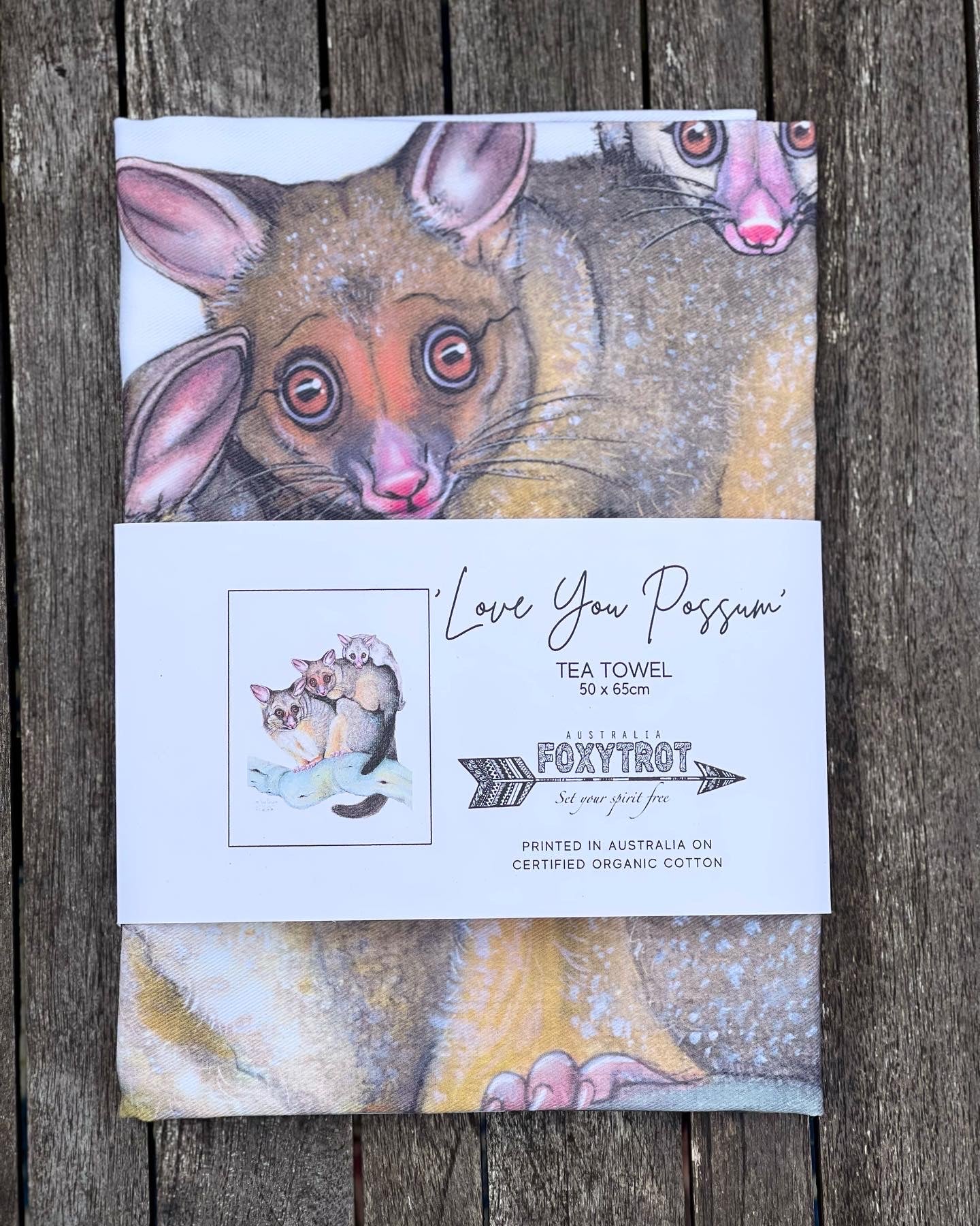 Love You Possum Tea Towel