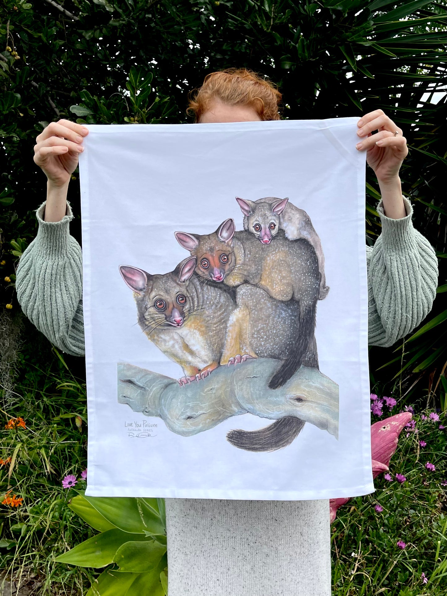Love You Possum Tea Towel