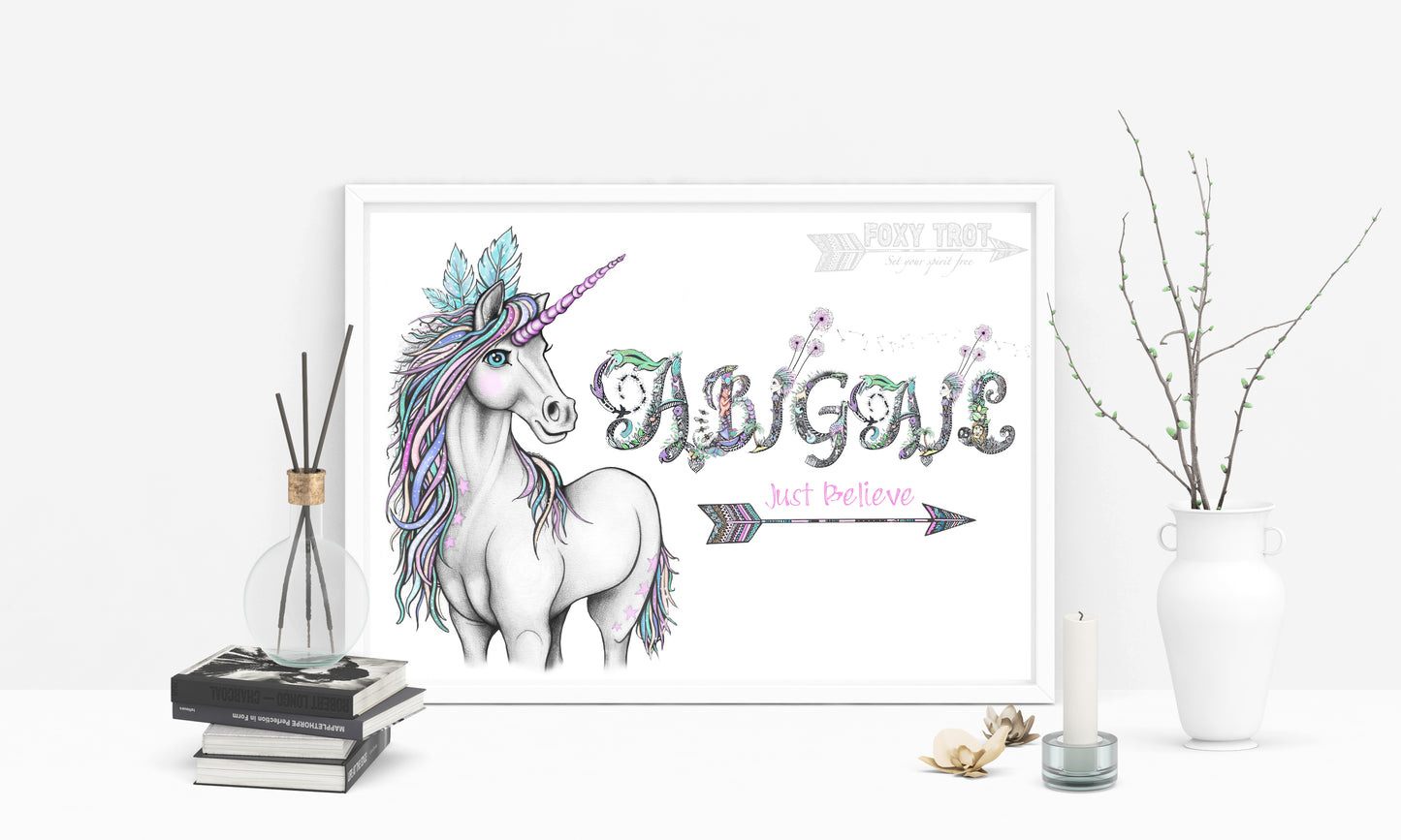 Custom Name Sample - JUST BELIEVE UNICORN