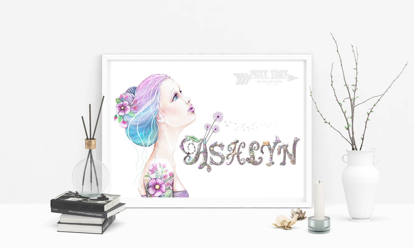 Custom Name Sample - Floral Watercolour Girl