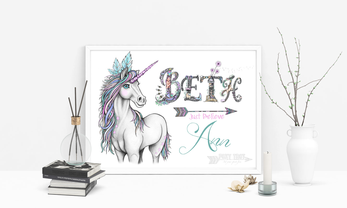 Custom Name Sample - JUST BELIEVE UNICORN