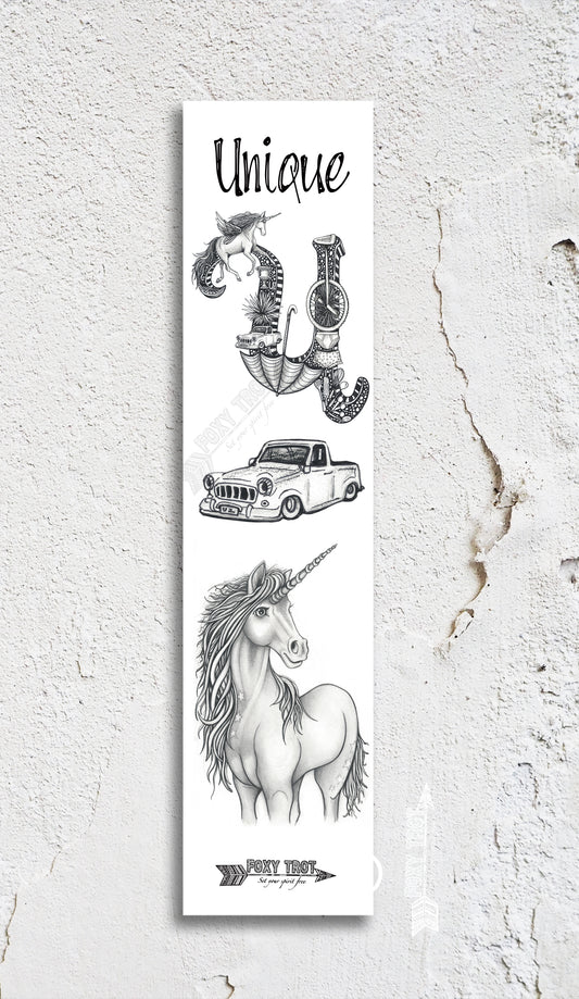 Inspirational Alphabet Bookmark U