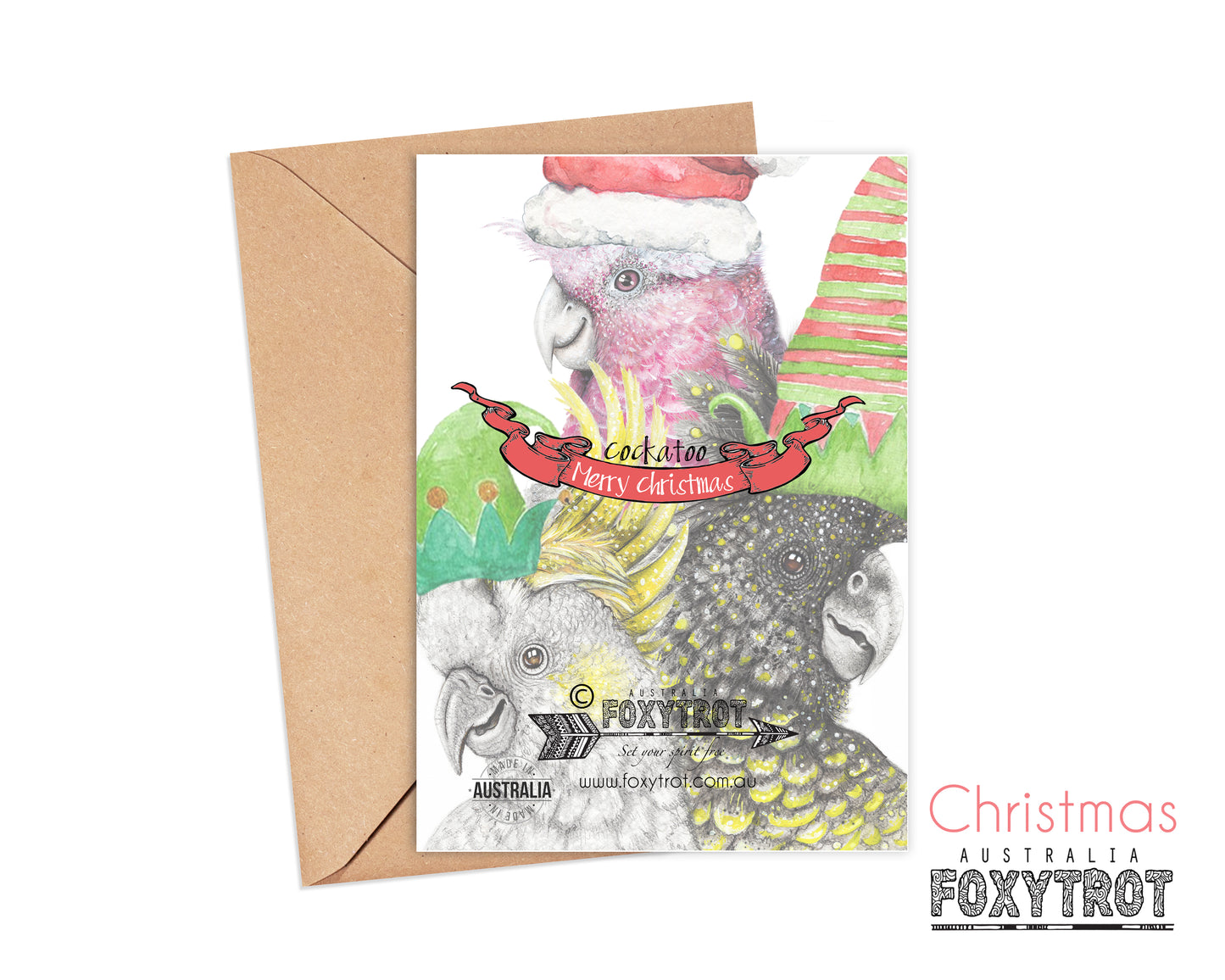 Cockatoos Christmas Card
