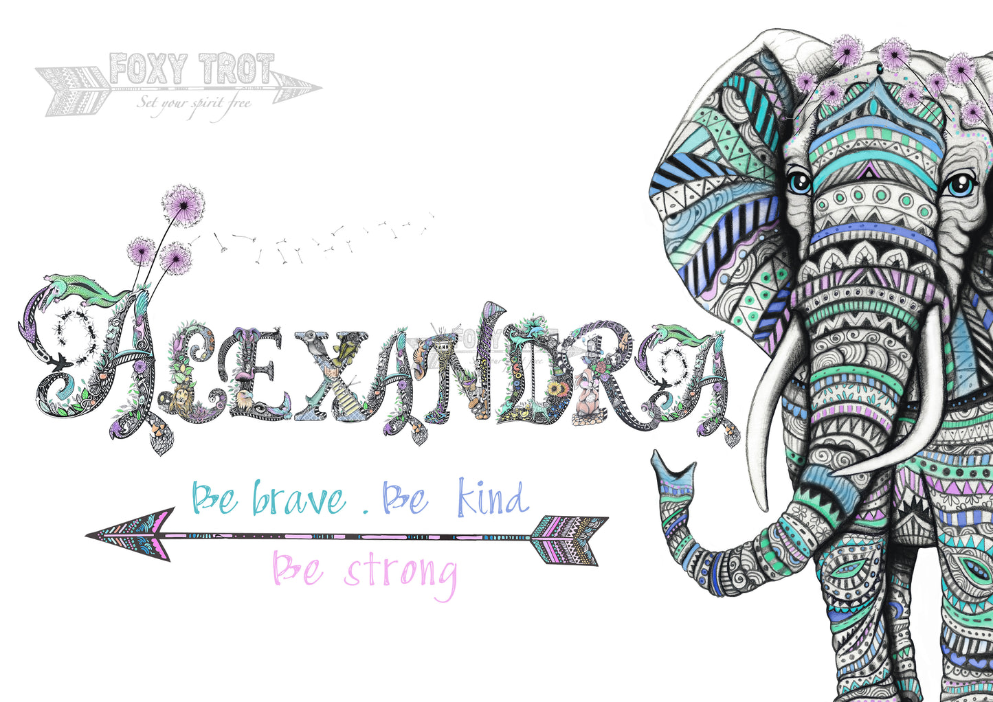 Custom Name Sample - ELEPHANT / Girl