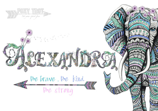 Custom Name Sample - ELEPHANT / Girl