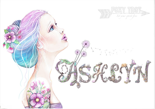 Custom Name Sample - Floral Watercolour Girl
