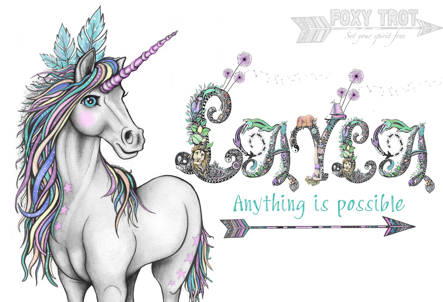Custom Name Sample - JUST BELIEVE UNICORN