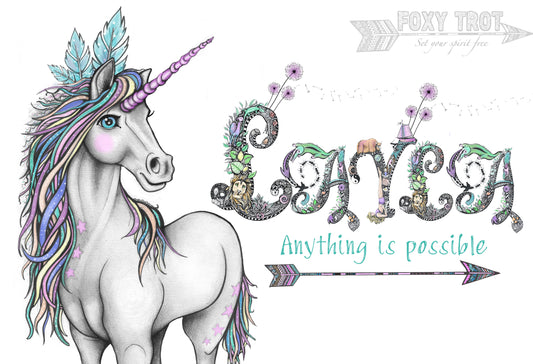 Custom Name Sample - JUST BELIEVE UNICORN