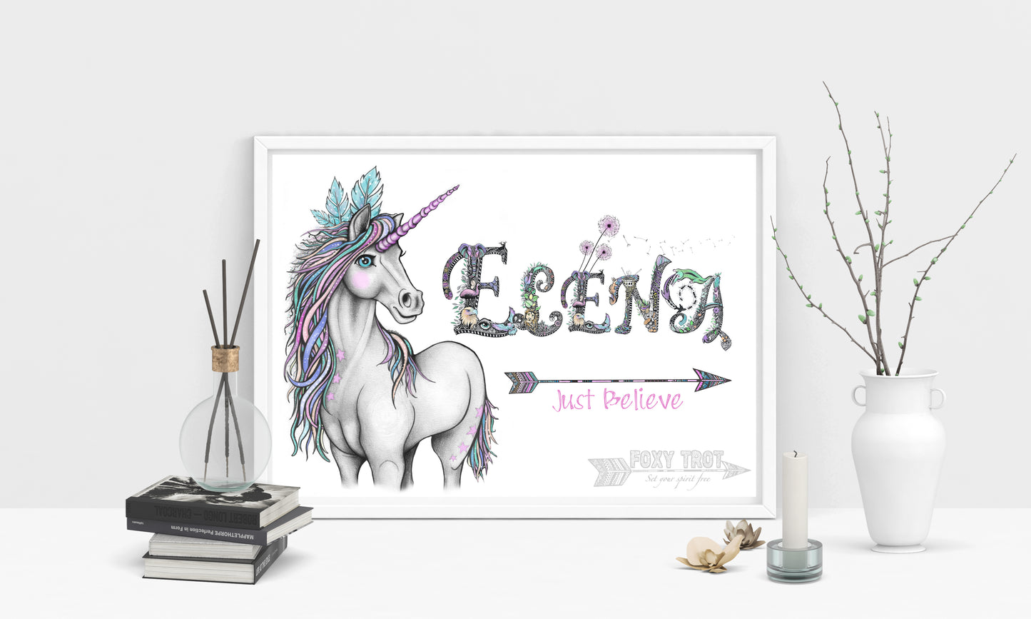 Custom Name Sample - JUST BELIEVE UNICORN