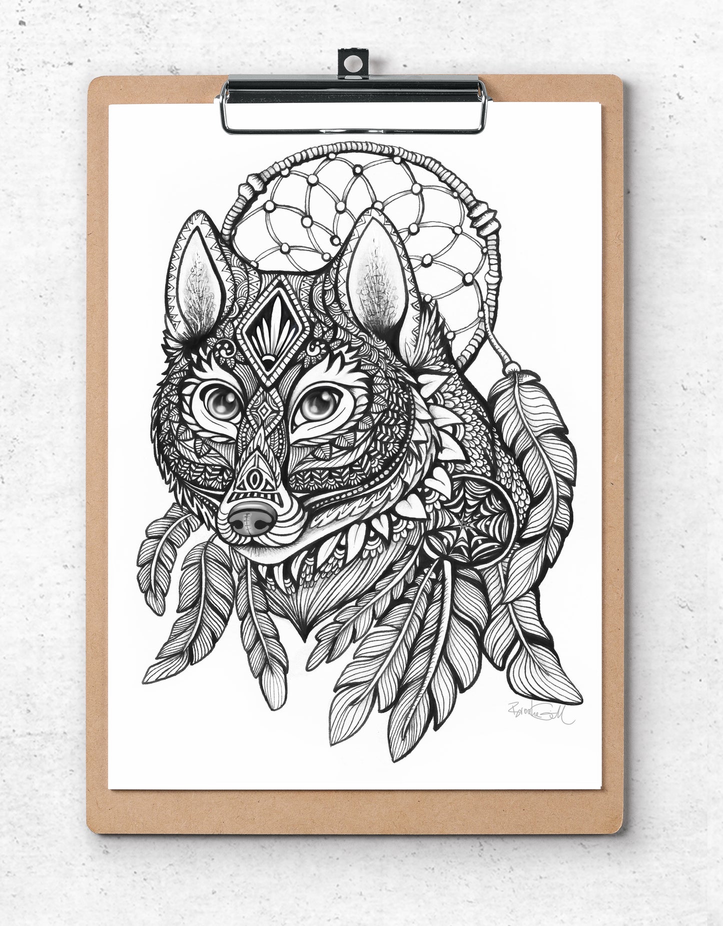 Feathered Wolf Monochrome