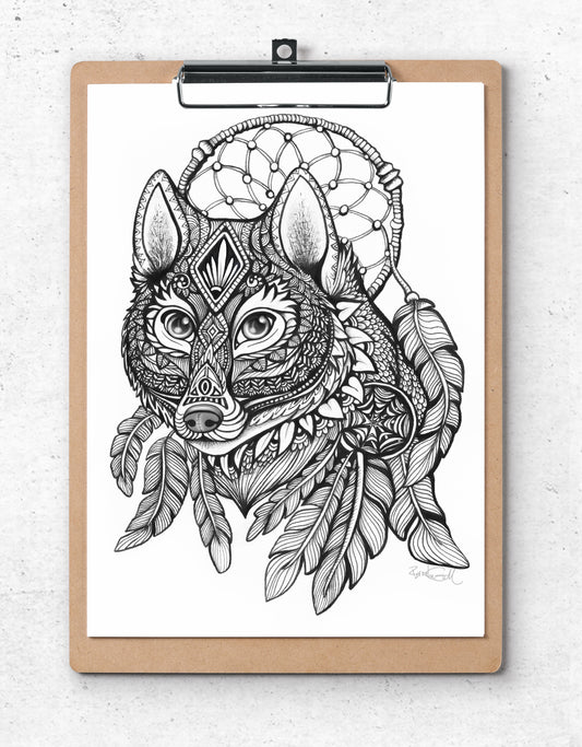 Feathered Wolf Monochrome
