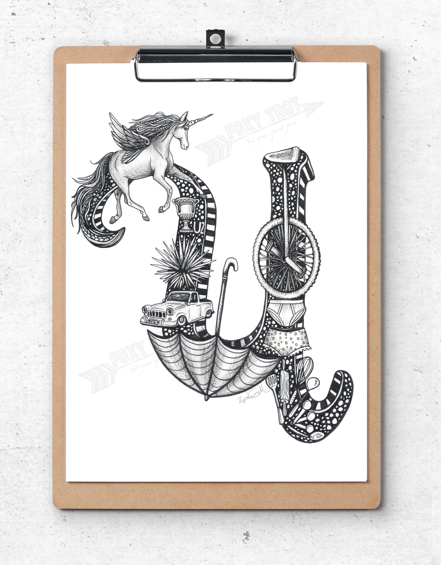 Inspirational Alphabet Bookmark U