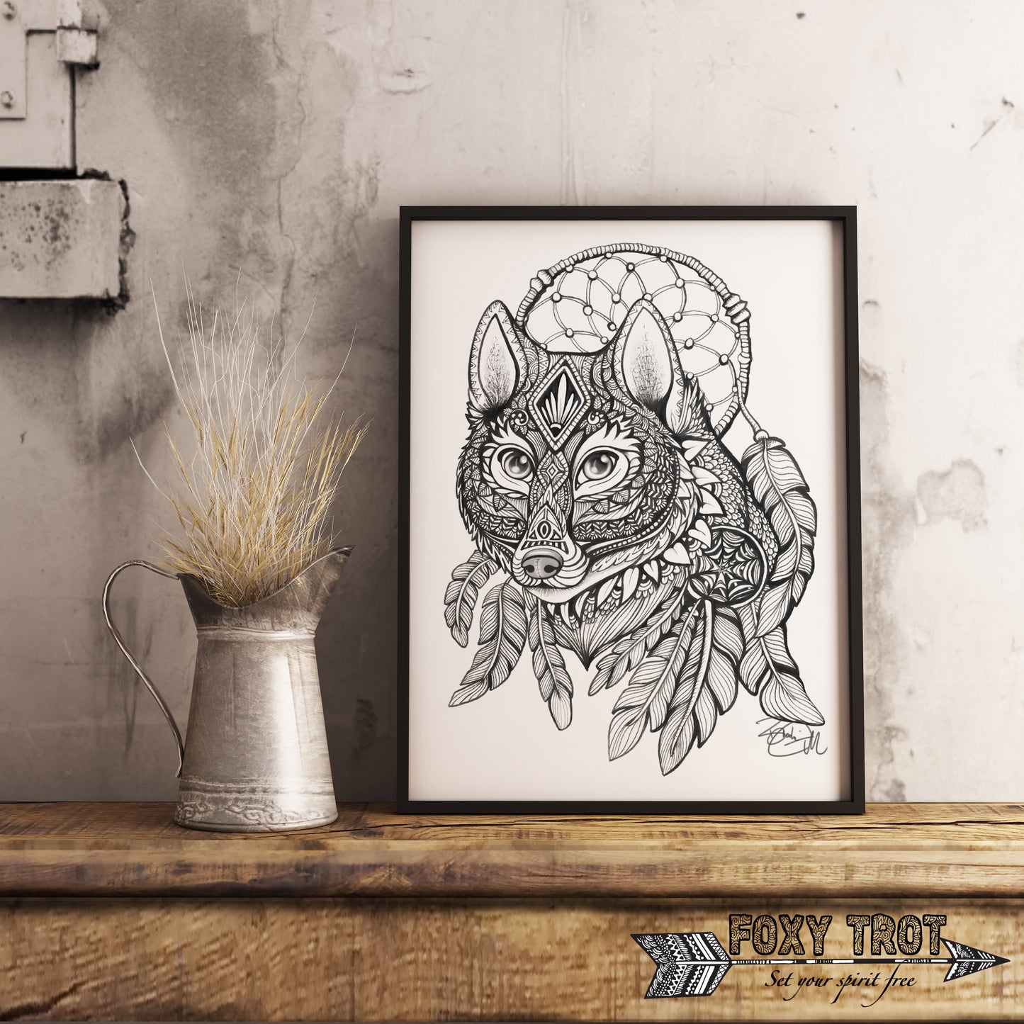 Feathered Wolf Monochrome