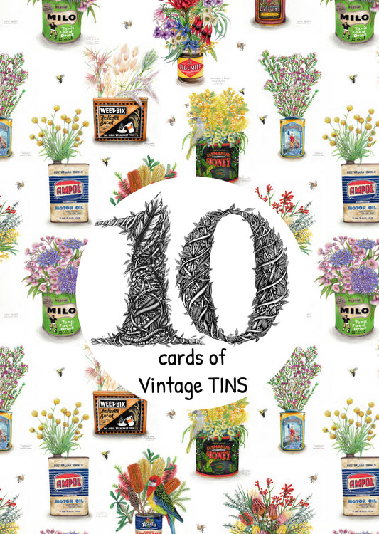 10 pack of Vintage Tins Cards