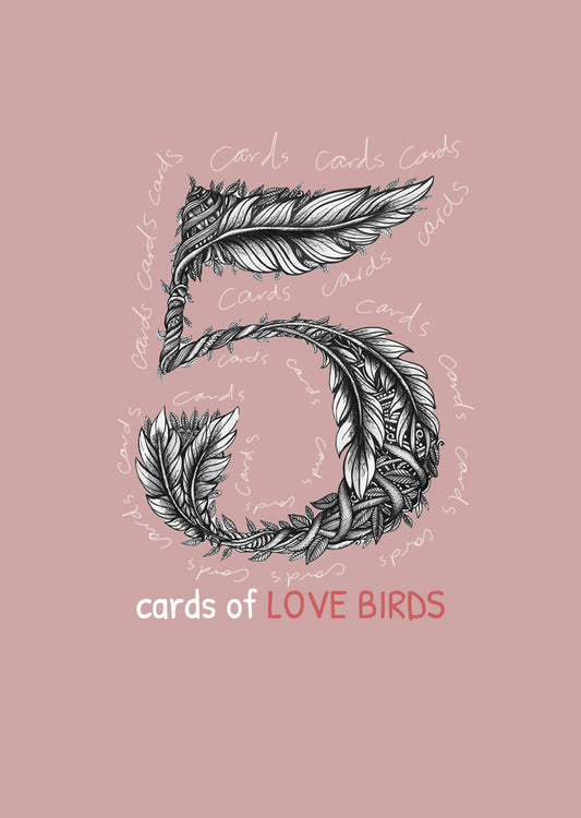5 pack of Lovebird Cards