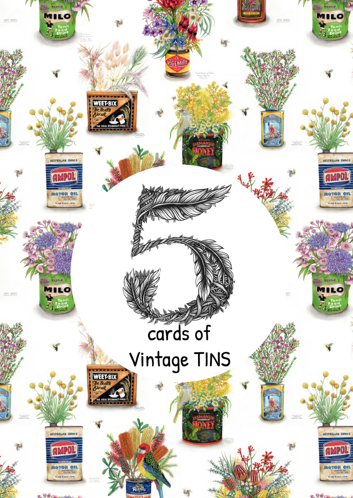 5 pack Vintage Tin Cards