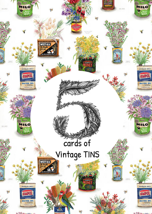 5 pack Vintage Tin Cards