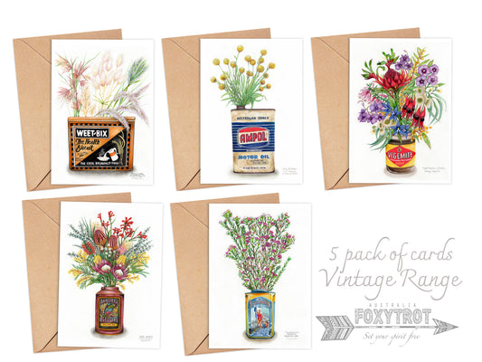 5 pack Vintage Tin Cards