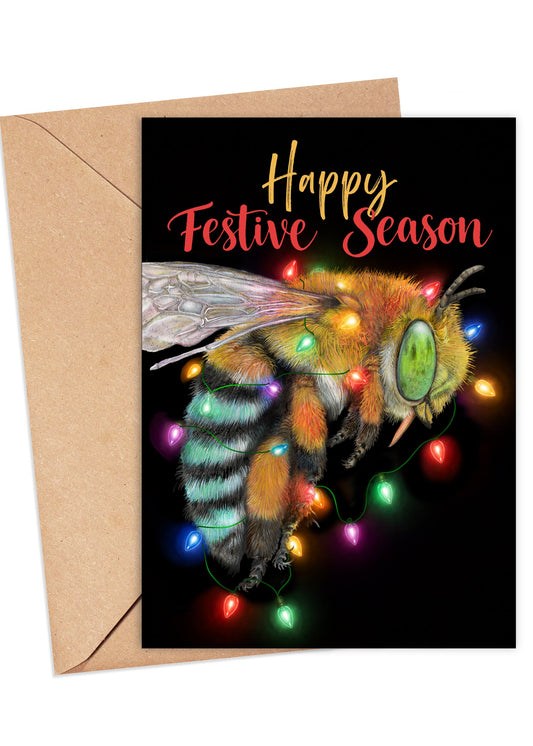 Christmas Blue Banded Bee Card