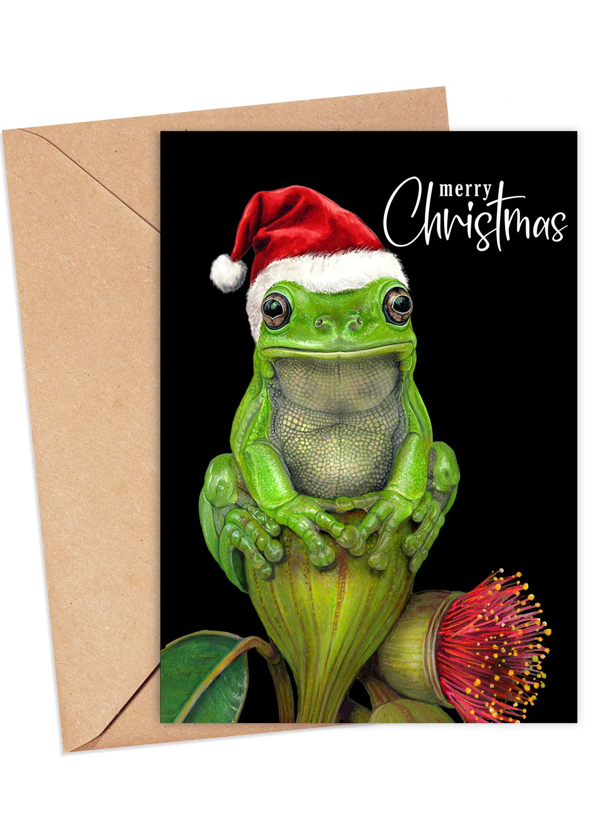 Christmas Green Tree Frog Card