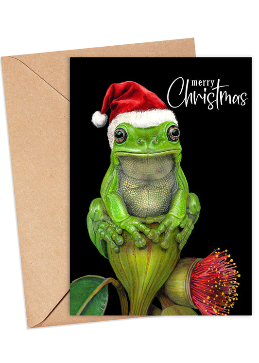 Christmas Green Tree Frog Card