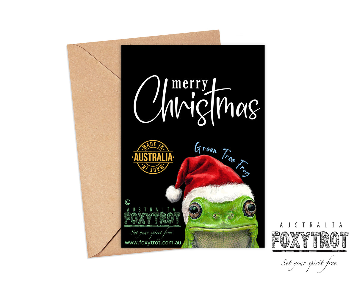 Christmas Green Tree Frog Card