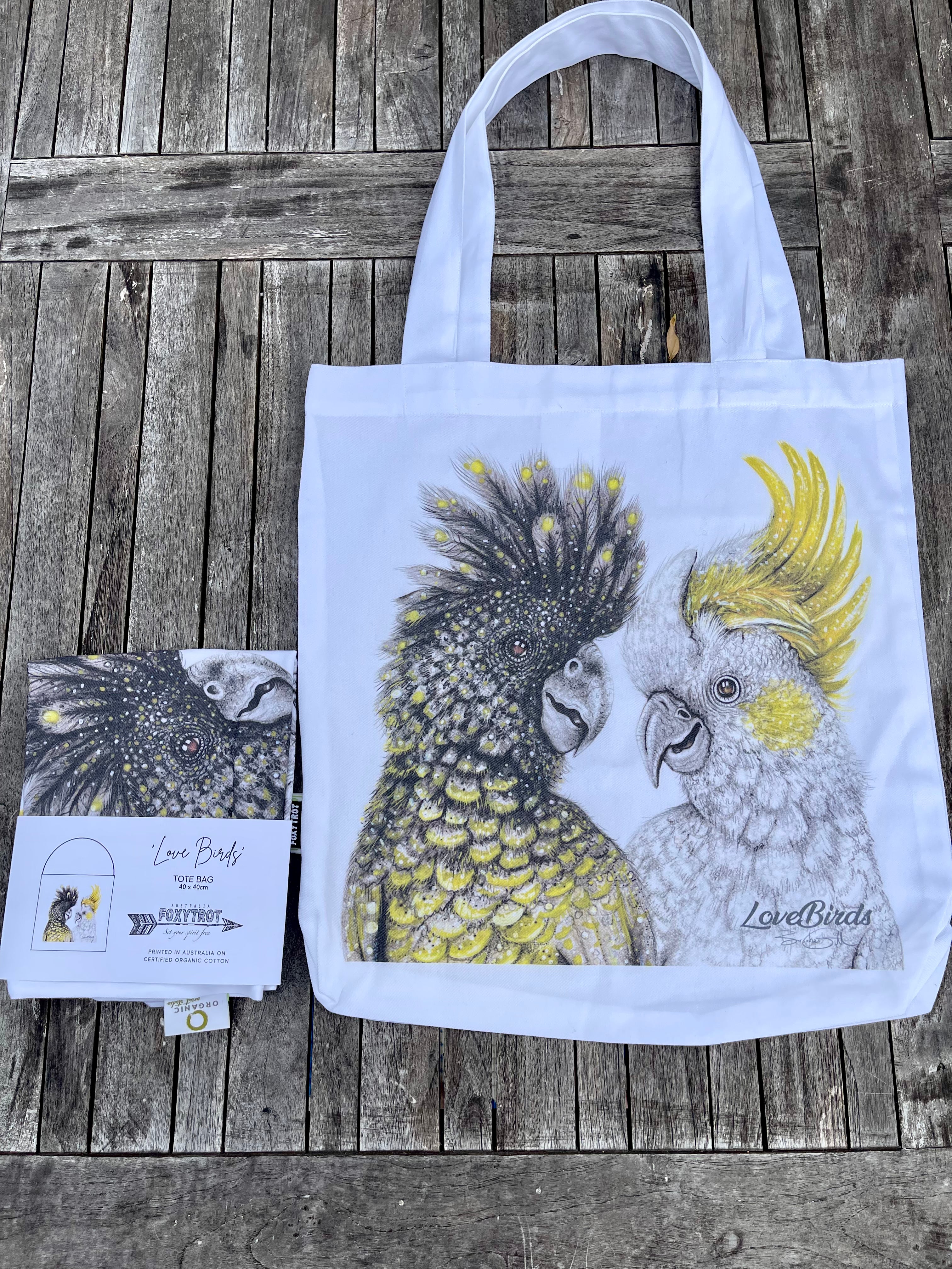 Cockatoo Love Birds Cotton Tote Bag