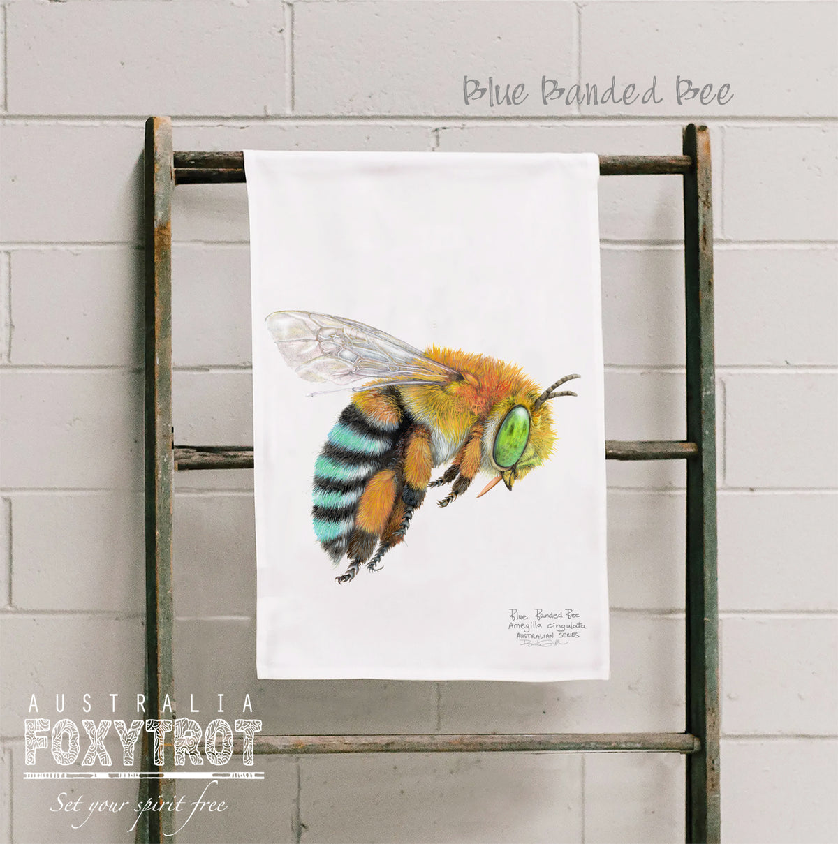 Blue Banded Bee Tea Towel