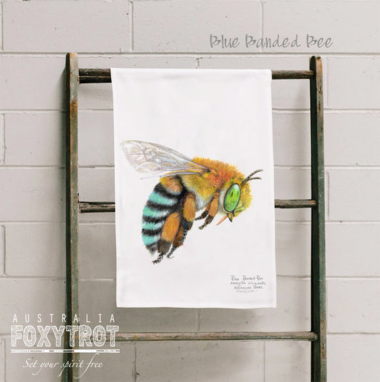 Blue Banded Bee Tea Towel