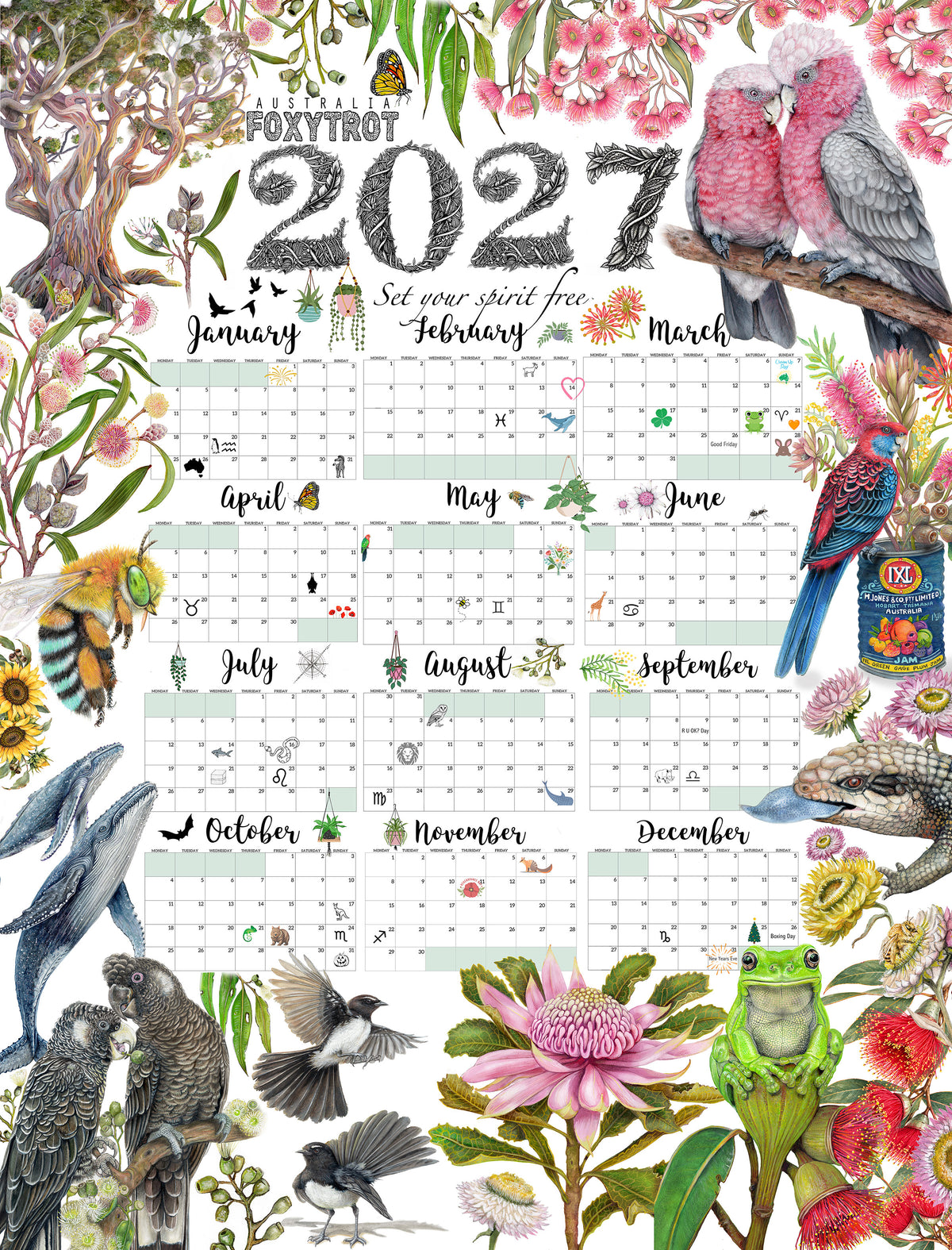 2027 Calendar Tea Towel