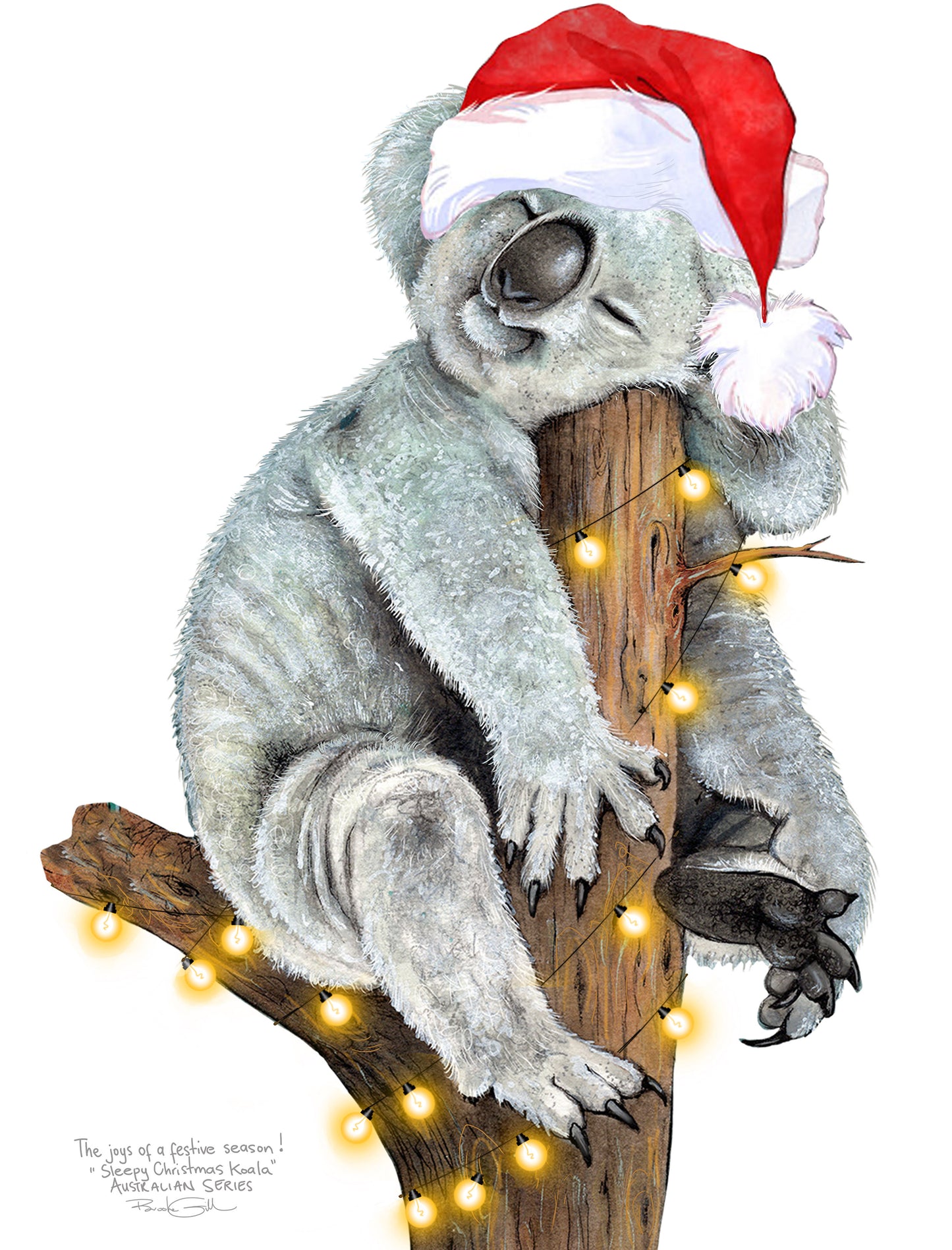 Christmas Koala - The joy of a festive season Tea Towel