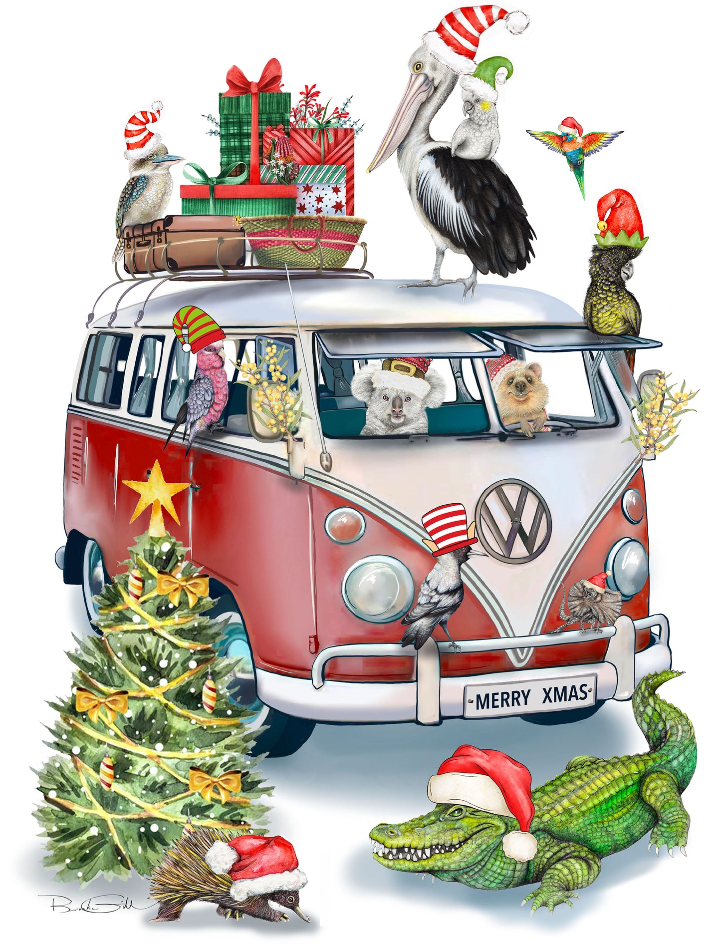 Christmas Kombi Tea Towel