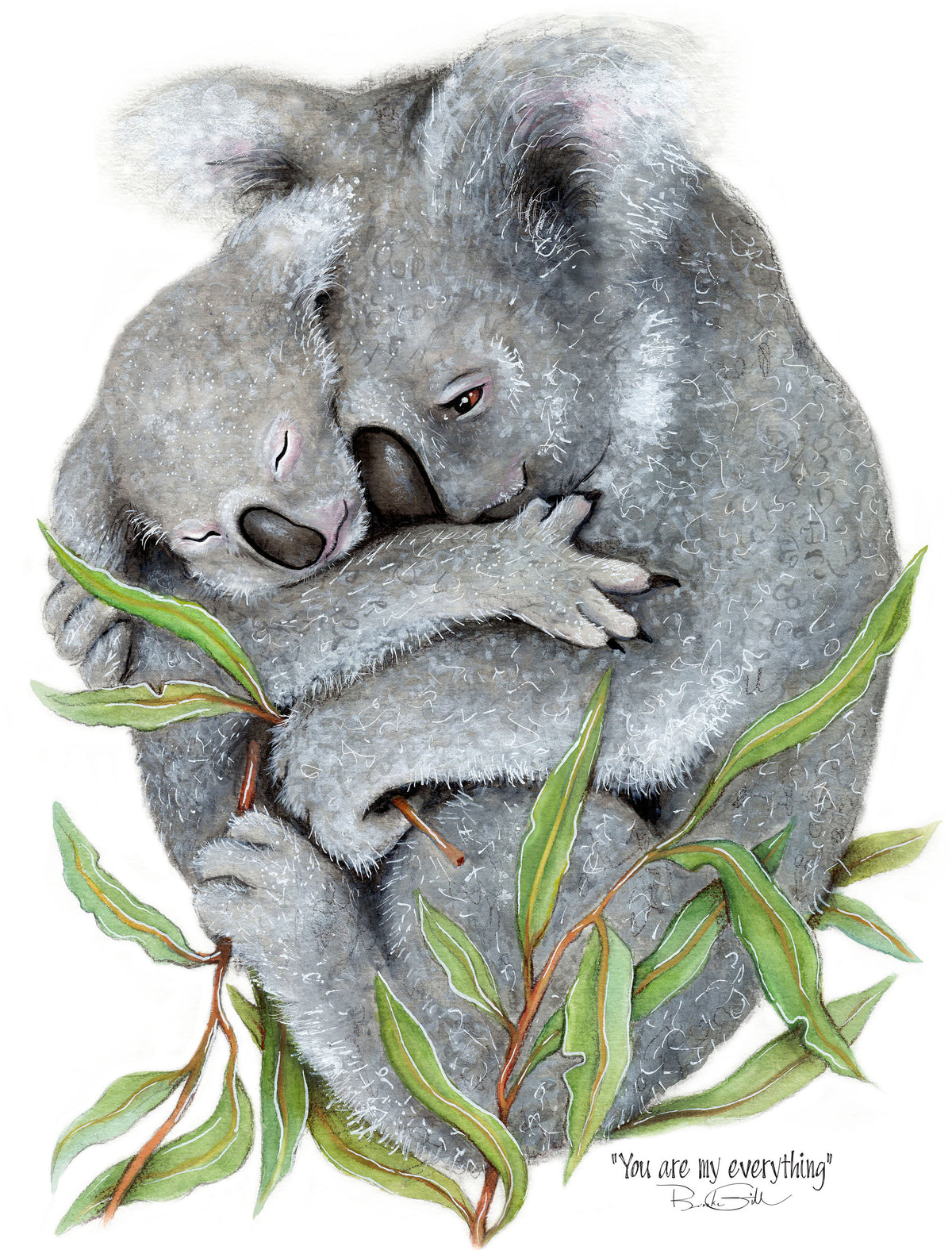 Hugging Koalas Tea Towel
