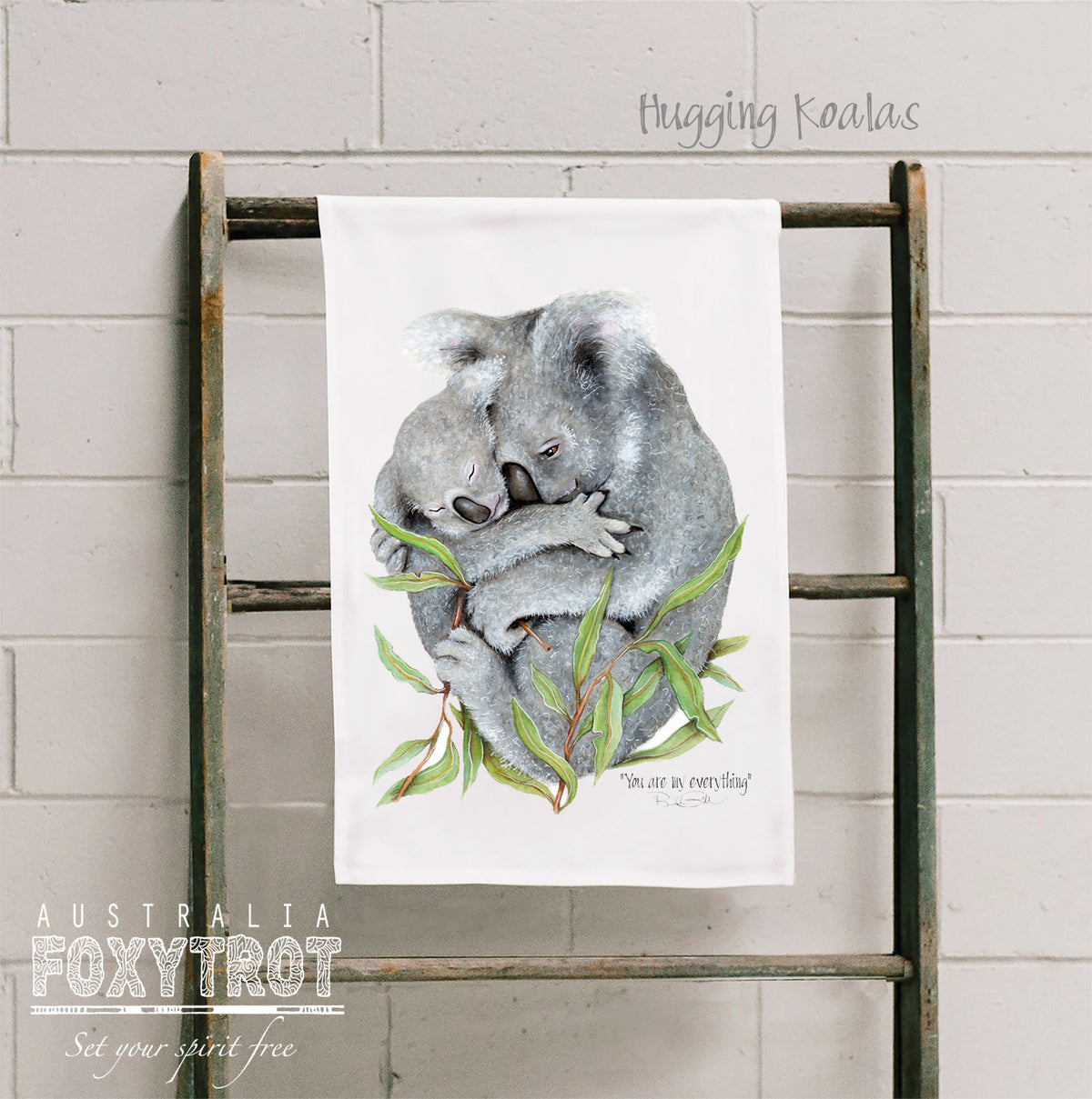 Hugging Koalas Tea Towel