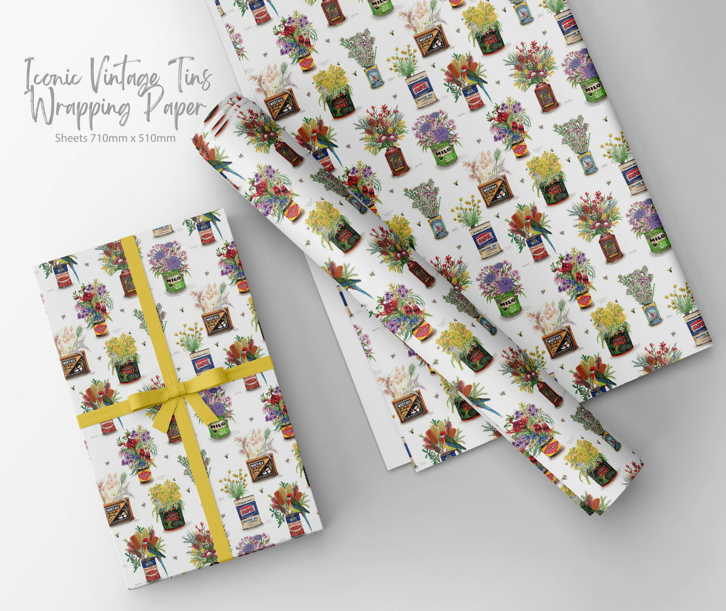 Vintage Iconic Tins wrapping Paper