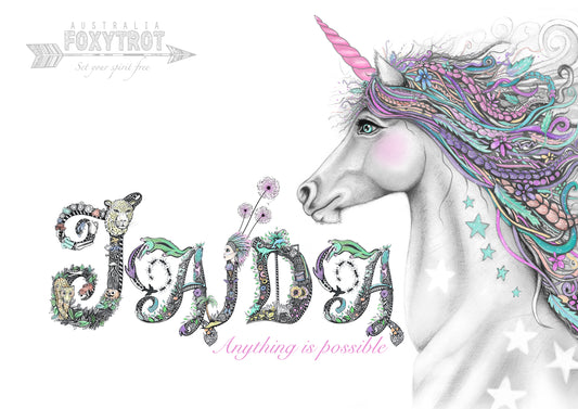 Custom Name Sample - FREE SPIRIT UNICORN