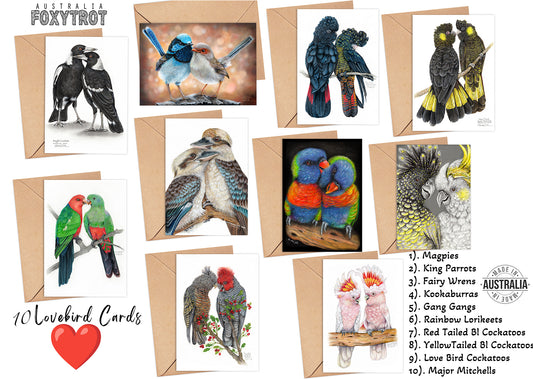 10 pack of Lovebird Cards
