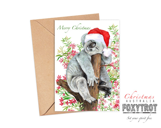 Sleepy Koala Christmas Card