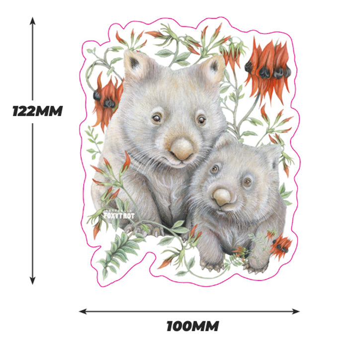 Wombats and Sturt Desert Pea Vinyl Sticker